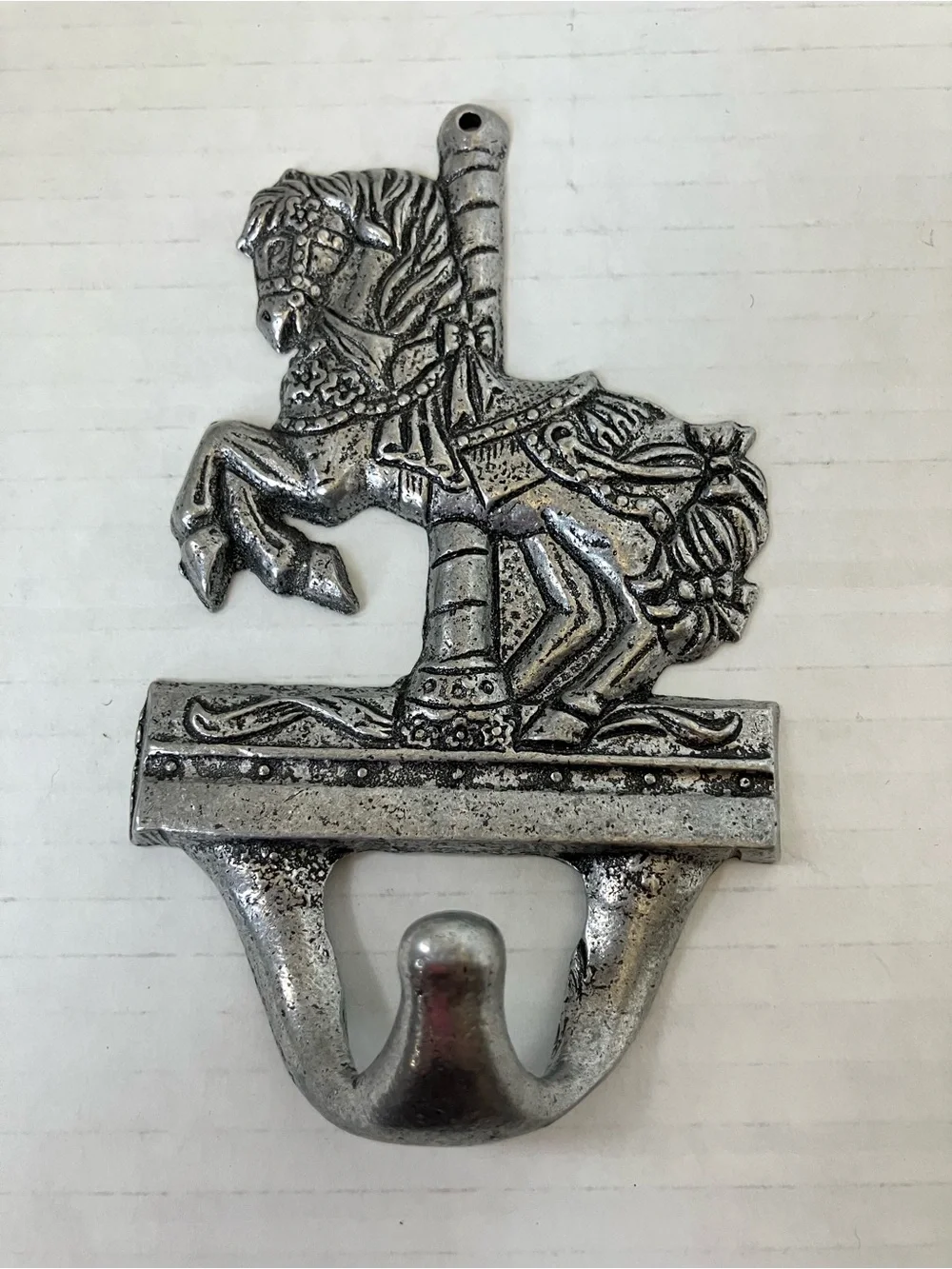 Vintage Silver Carousel Horse Wall Hook